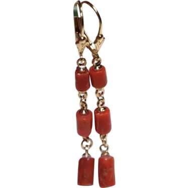 Genuine Mediterranean Red Coral Earrings
