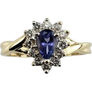 14K Yellow Gold Tanzanite & Diamond Ring Size 6.25