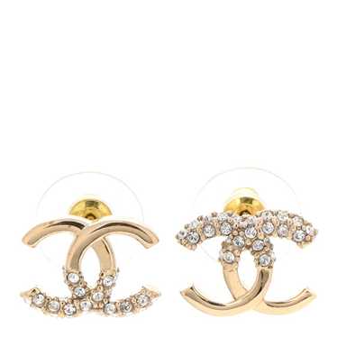 CHANEL Crystal Metal CC Earrings Gold - image 1