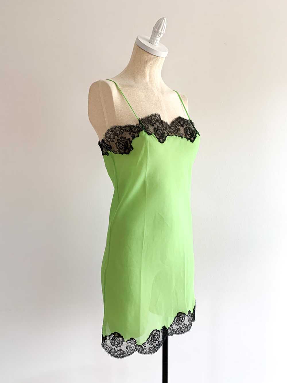 Absinthe & Black Lace Slip Dress - image 1