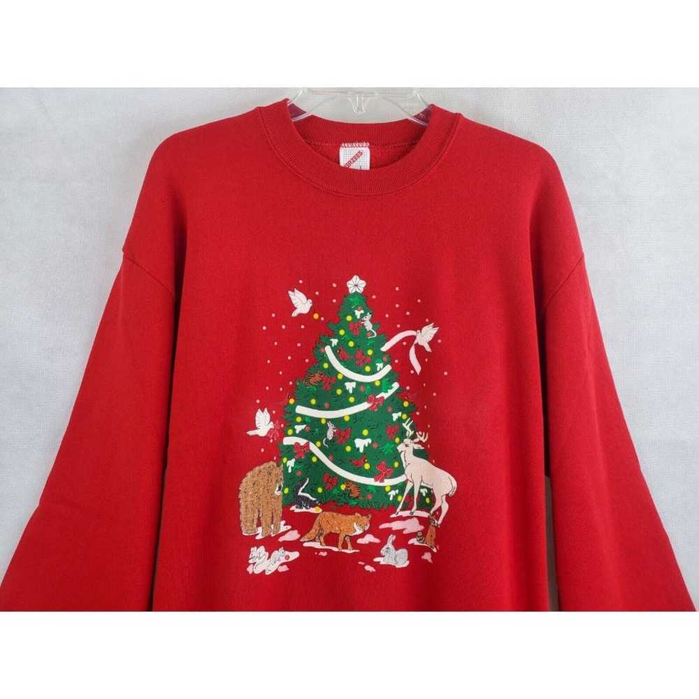 Vintage Jerzees Christmas Sweatshirt Screen Print… - image 4