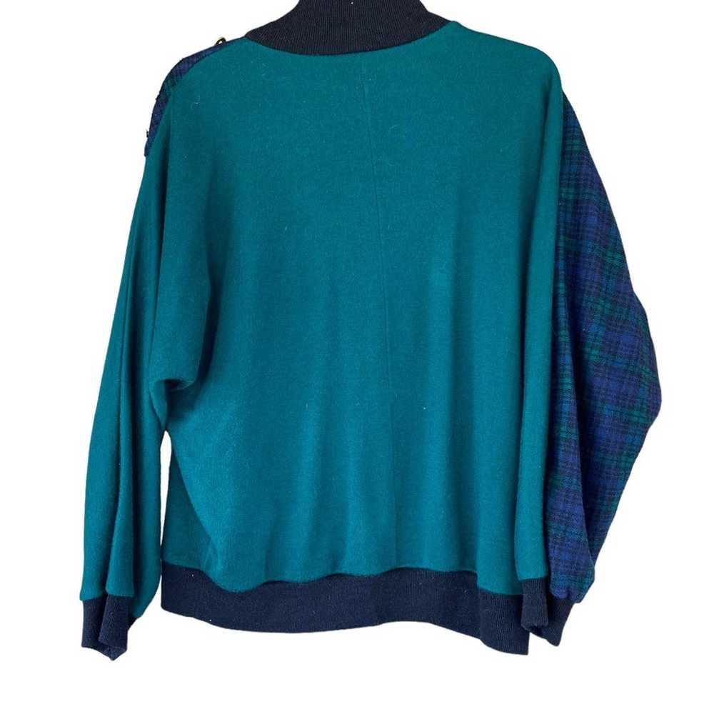 Vintage sweater green and tartan plaid - image 3
