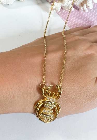 Boho Rose 1980's Gold Gem Studded Spider Necklace