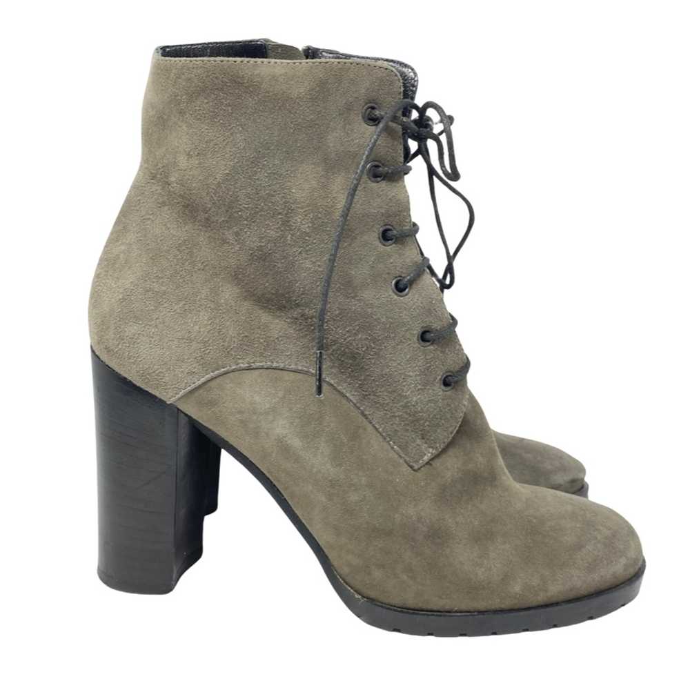 Barneys New York High Heeled Suede Lace Up Bootie - image 1