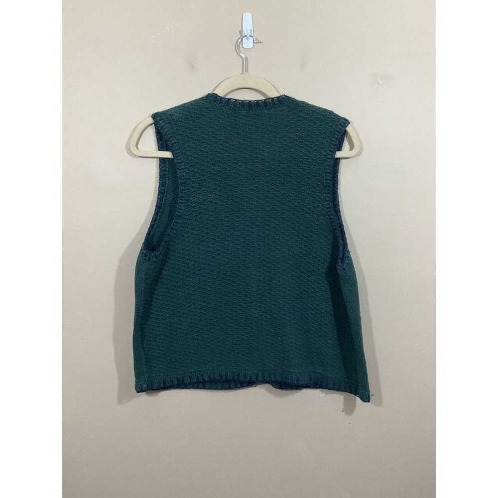 VTG Womens V-Neck Argyle Sweater Vest 3X Green 90… - image 3