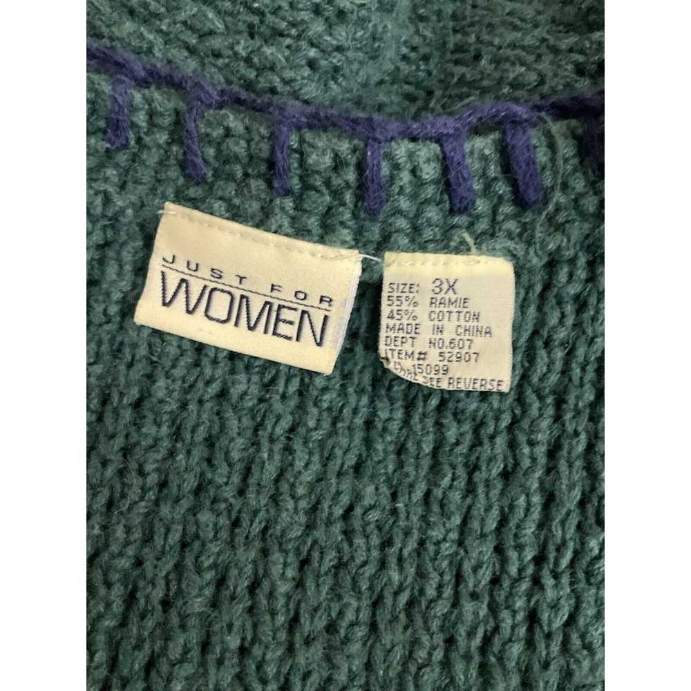 VTG Womens V-Neck Argyle Sweater Vest 3X Green 90… - image 4