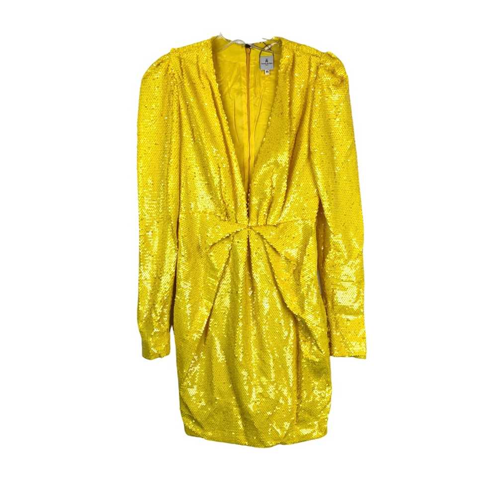 Thang De Hoo Yellow Sequined Deep V Dress - image 1