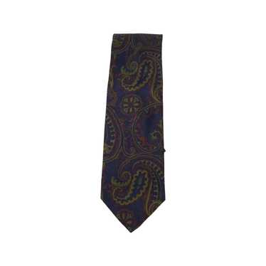 New & Lingwood Navy and Green Paisley Silk Tie