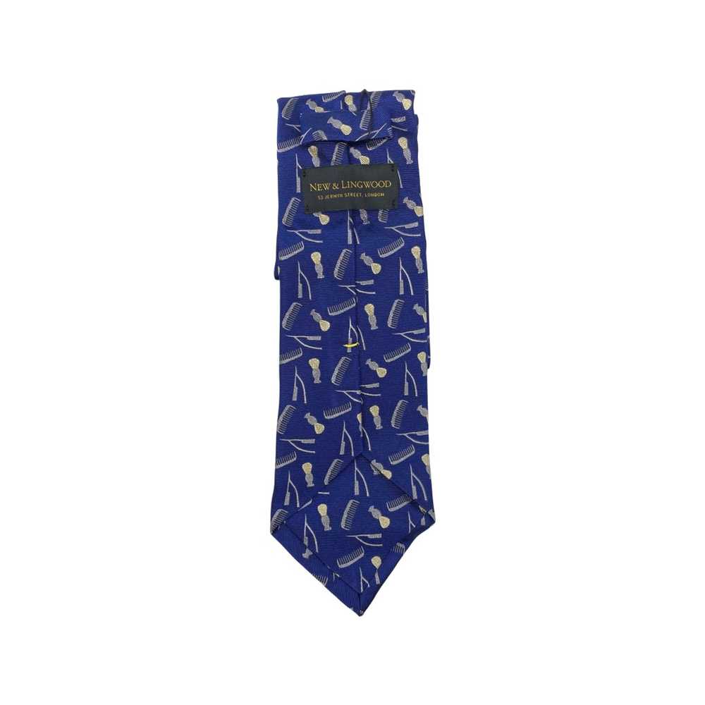 New & Lingwood Blue Barber Design Silk Tie - image 2