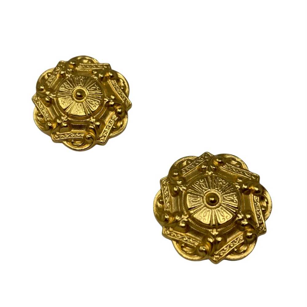 Ben Amun Gold Heraldic Relief Clip On Earrings - image 1