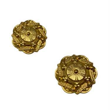 Ben Amun Gold Heraldic Relief Clip On Earrings - image 1