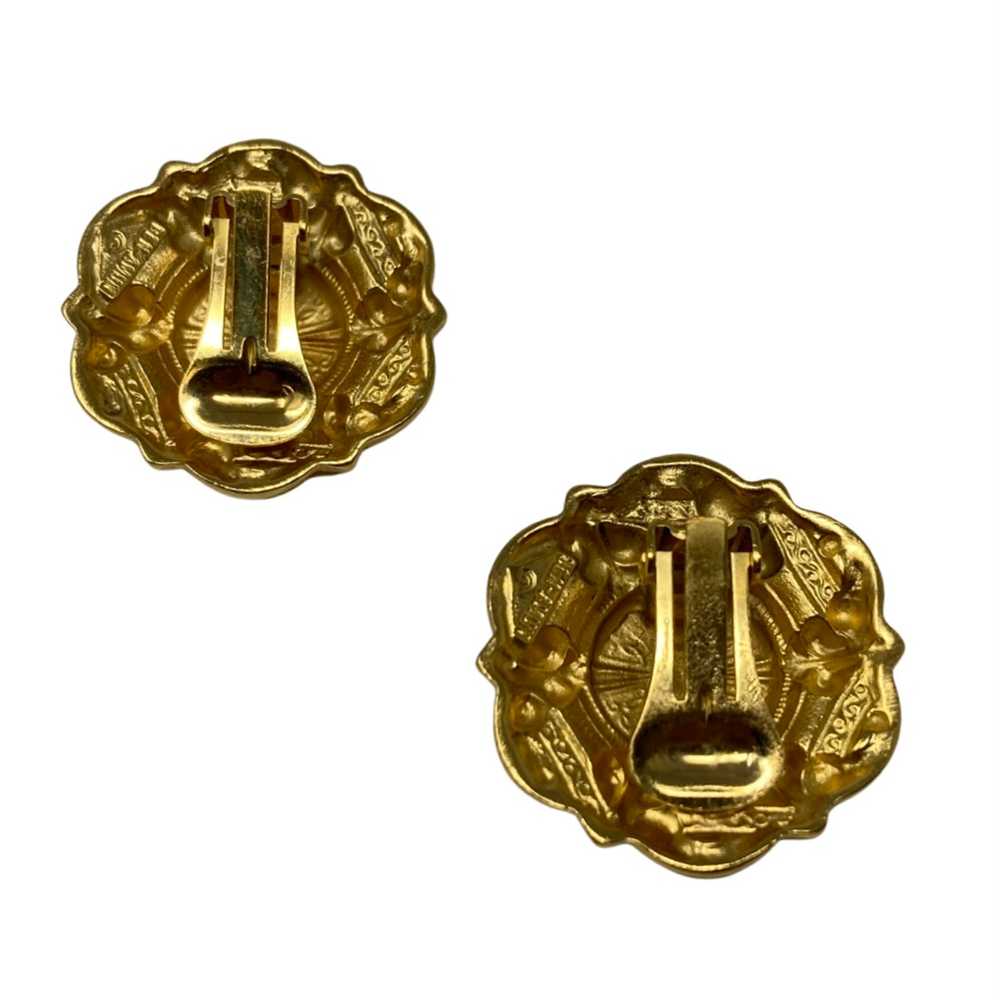 Ben Amun Gold Heraldic Relief Clip On Earrings - image 2