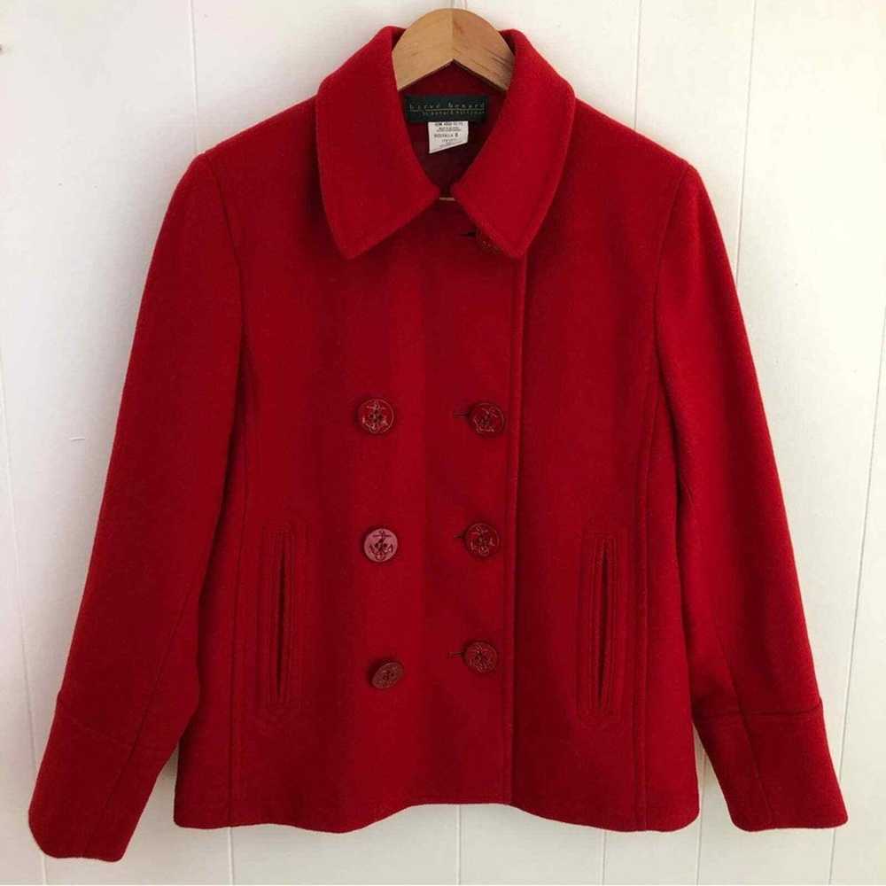 Vintage Harve Benard Red Peacoat 100% Wool Coat B… - image 1