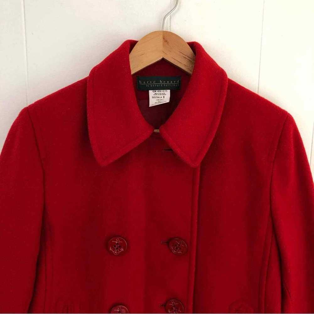 Vintage Harve Benard Red Peacoat 100% Wool Coat B… - image 2
