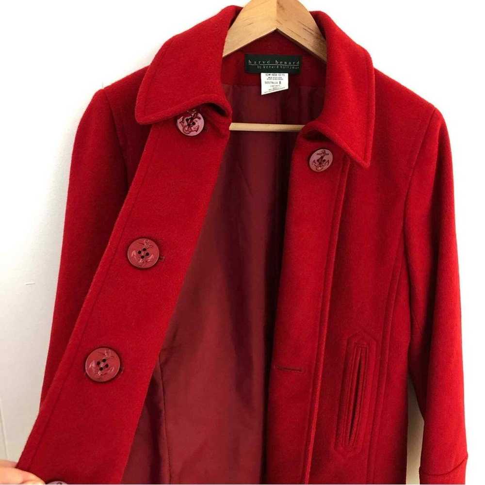 Vintage Harve Benard Red Peacoat 100% Wool Coat B… - image 3