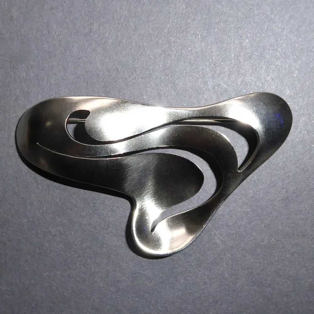 Hand Crafted Mexican Modernist Sterling Pin - image 11