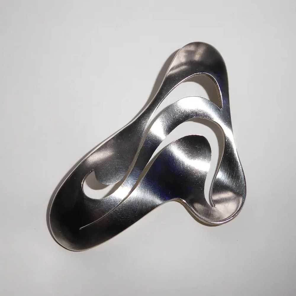 Hand Crafted Mexican Modernist Sterling Pin - image 3