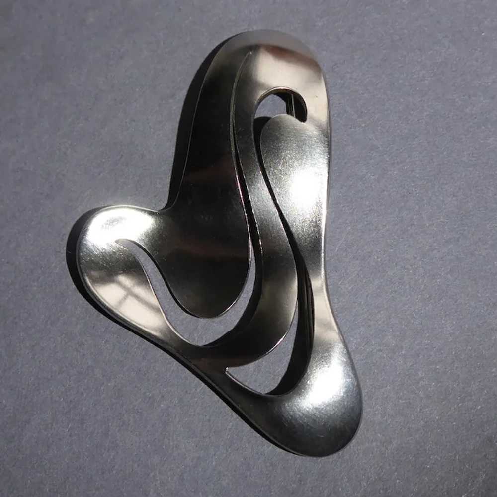 Hand Crafted Mexican Modernist Sterling Pin - image 5