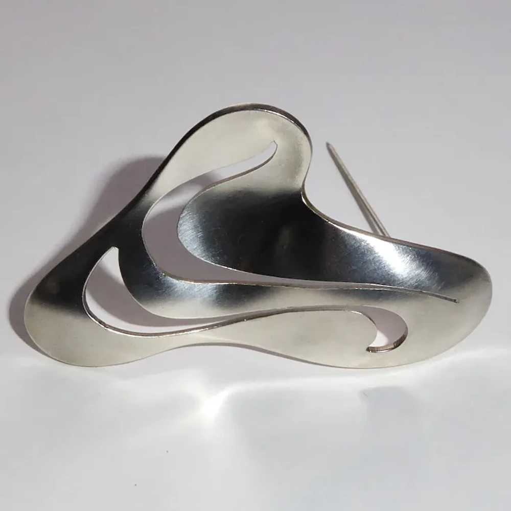 Hand Crafted Mexican Modernist Sterling Pin - image 9