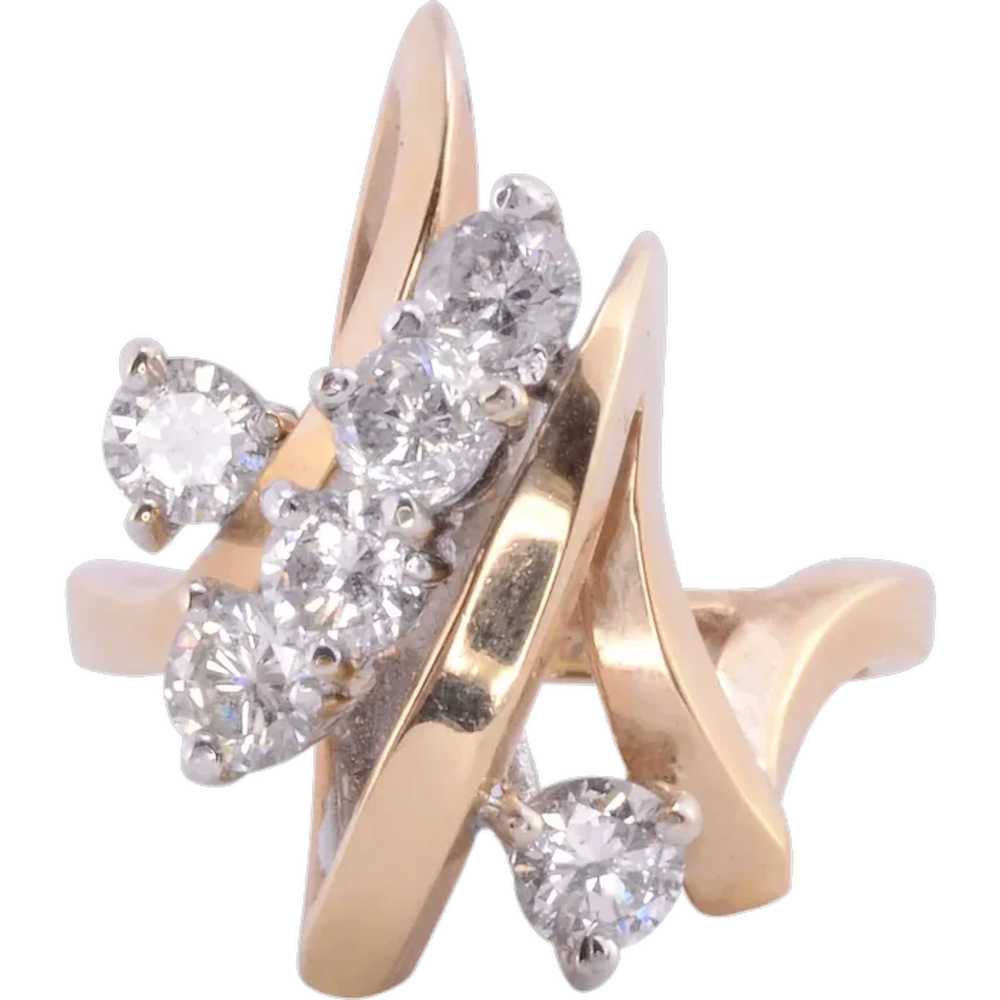 Diamond Yellow Gold Fashion Ring - Size 4.5 - image 1