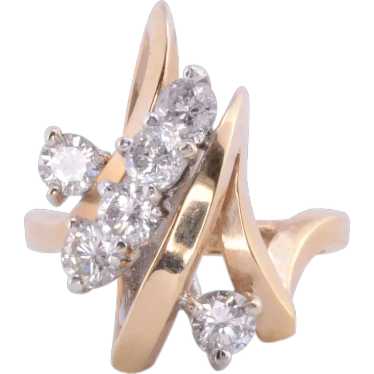Diamond Yellow Gold Fashion Ring - Size 4.5 - image 1
