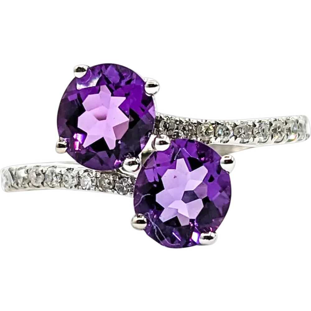 1ct purple Amethyst & Diamond Ring In White Gold - image 1