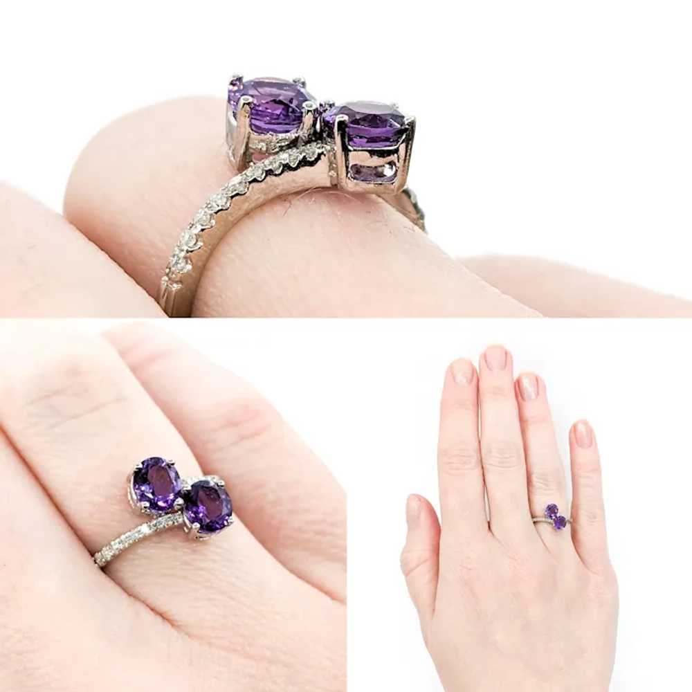 1ct purple Amethyst & Diamond Ring In White Gold - image 2