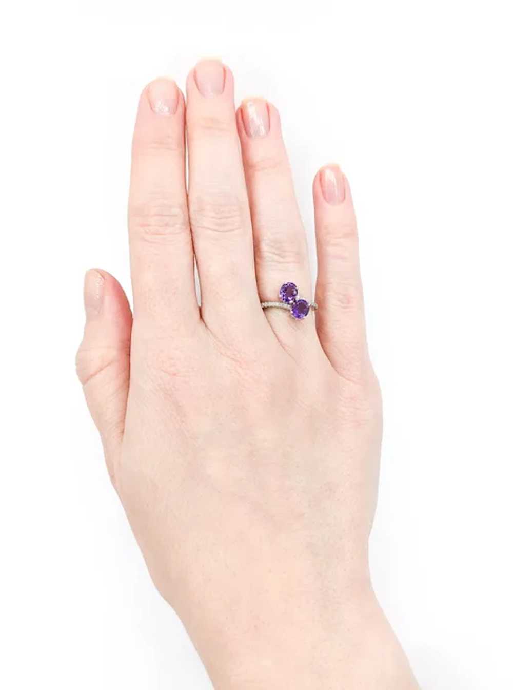 1ct purple Amethyst & Diamond Ring In White Gold - image 3