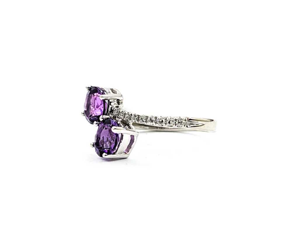 1ct purple Amethyst & Diamond Ring In White Gold - image 4