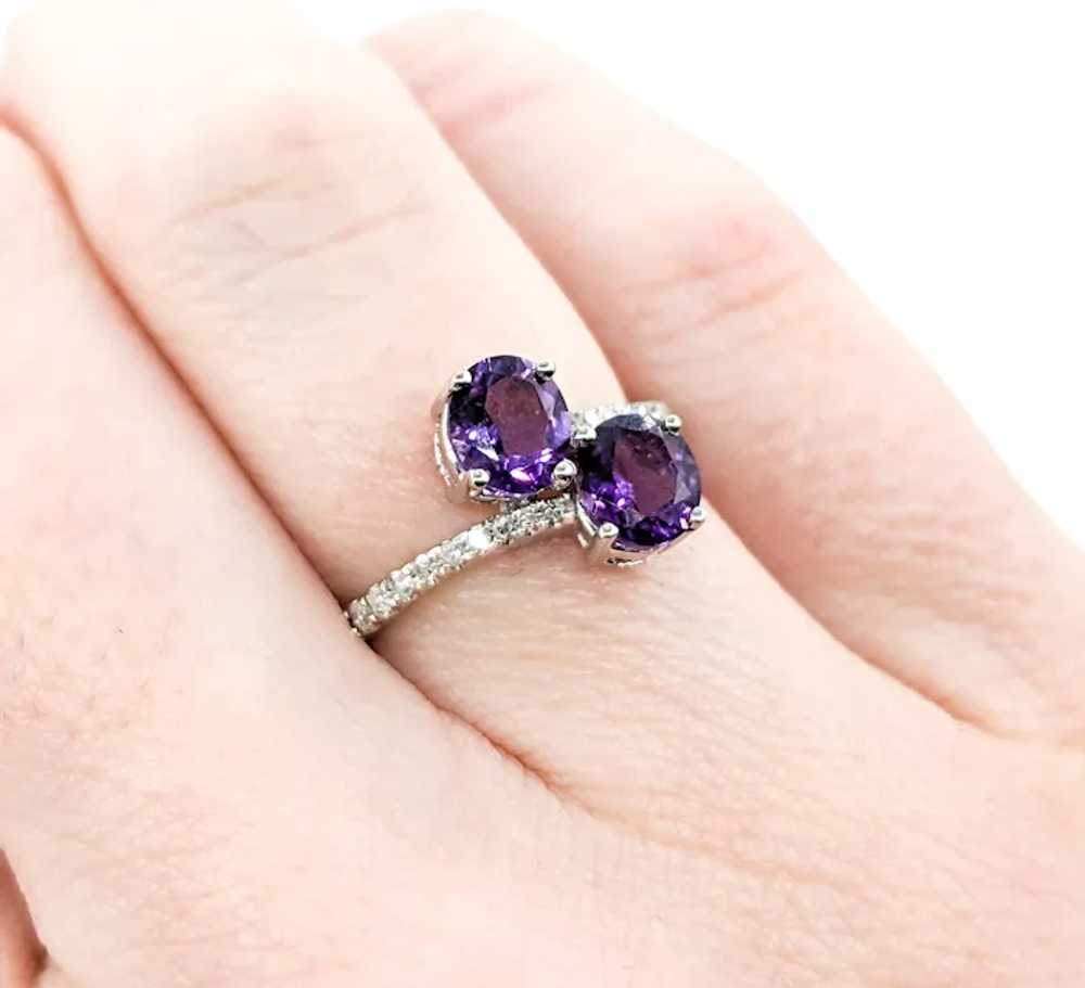 1ct purple Amethyst & Diamond Ring In White Gold - image 5