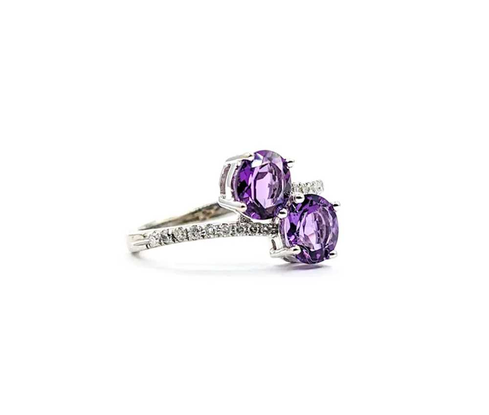 1ct purple Amethyst & Diamond Ring In White Gold - image 6