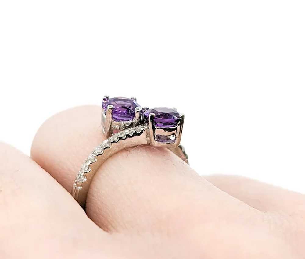 1ct purple Amethyst & Diamond Ring In White Gold - image 8