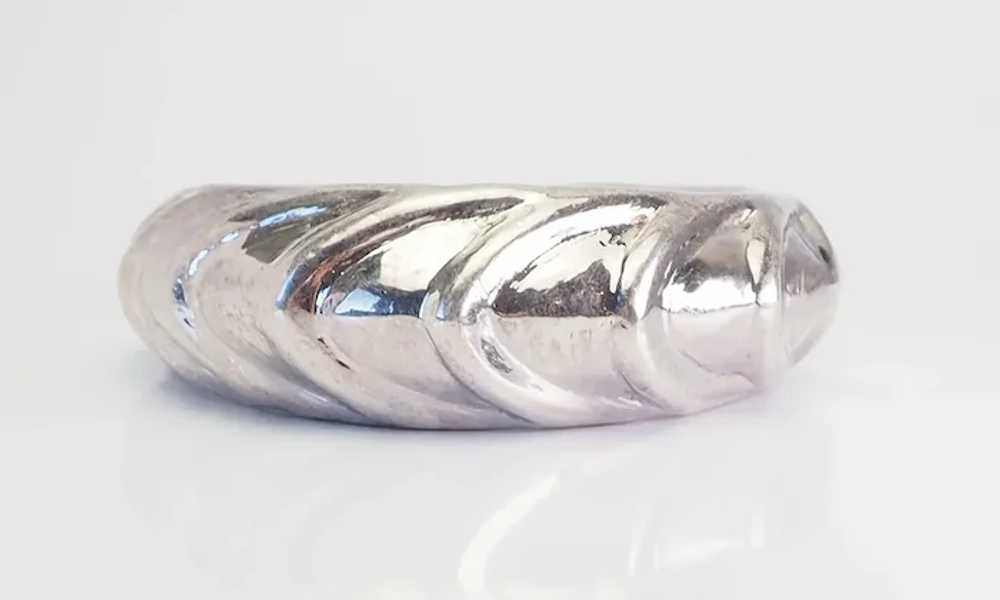 Modernist organic ribbed artisan sterling silver … - image 3