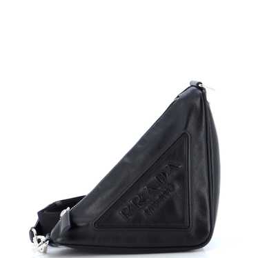 PRADA Triangle Logo Zip Crossbody Bag Leather Smal