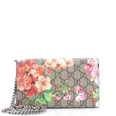 GUCCI Chain Wallet Blooms Print GG Coated Canvas