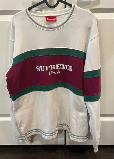 Supreme Supreme Center Stripe White Crewneck FW16