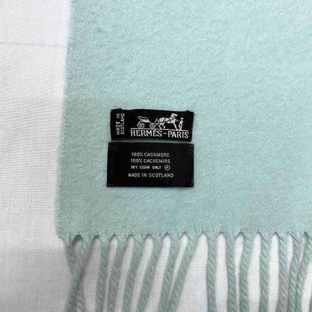 Hermes HERMES large muffler light blue cashmere 1… - image 5