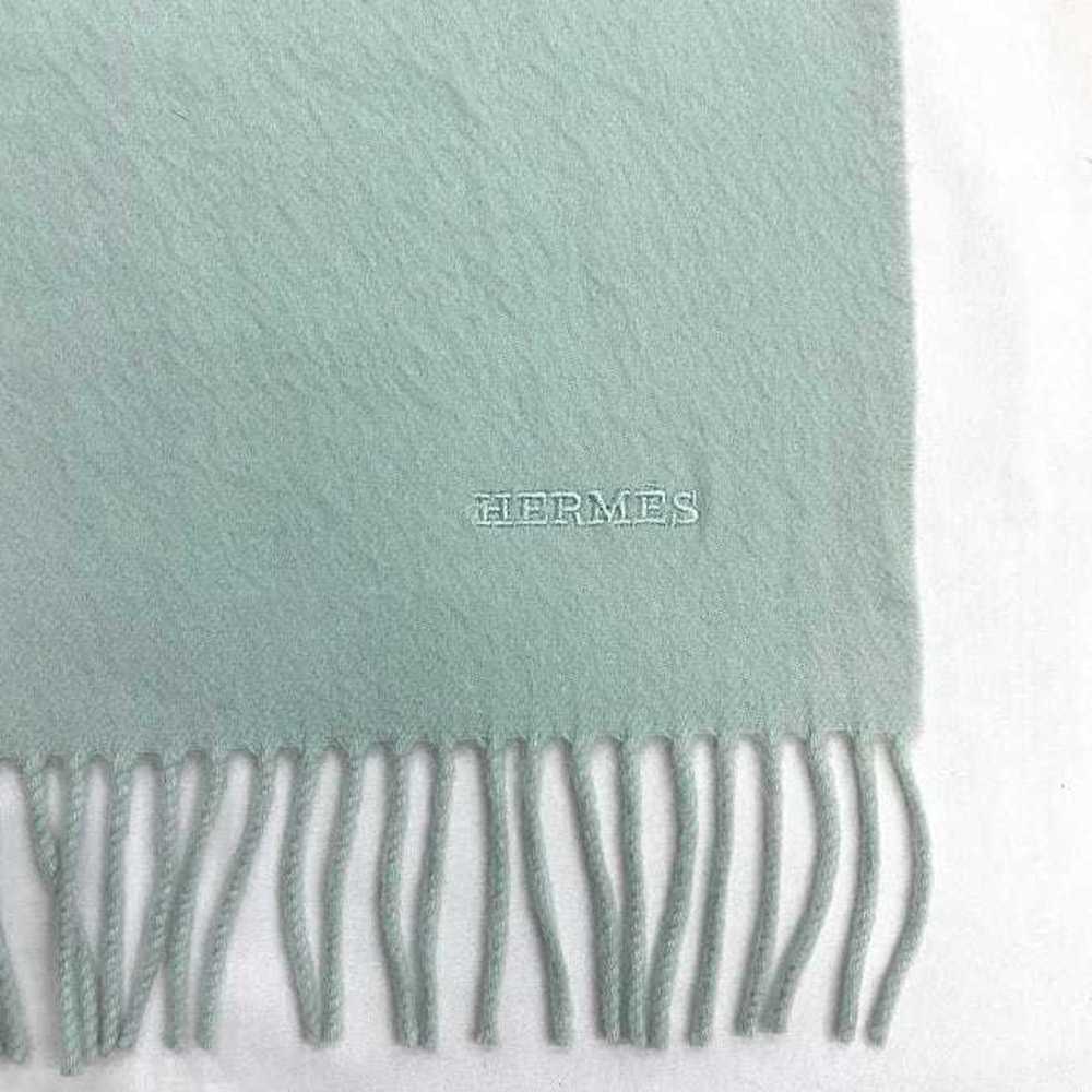 Hermes HERMES large muffler light blue cashmere 1… - image 7