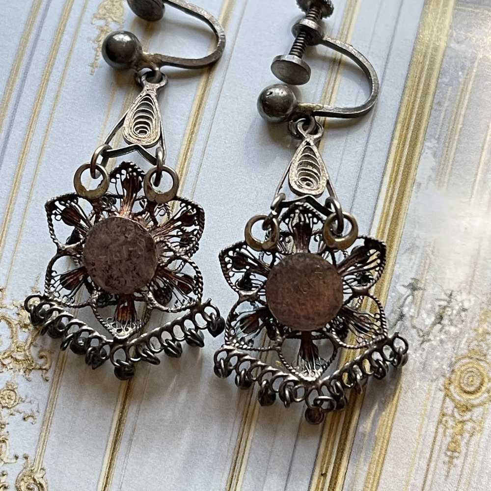 Vintage Vintage Victorian Boho Style Filigree Ear… - image 11