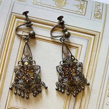 Vintage Vintage Victorian Boho Style Filigree Ear… - image 1