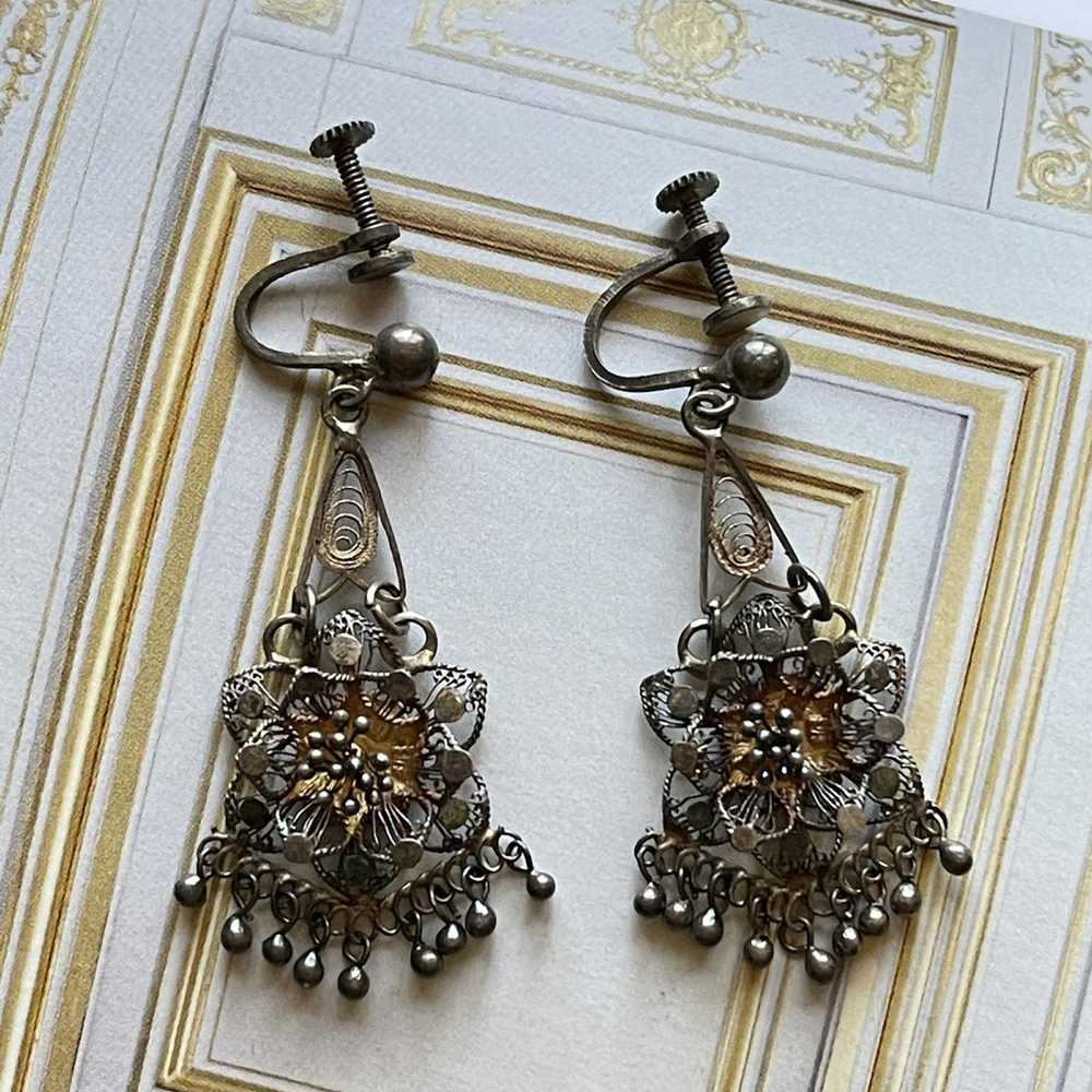 Vintage Vintage Victorian Boho Style Filigree Ear… - image 4