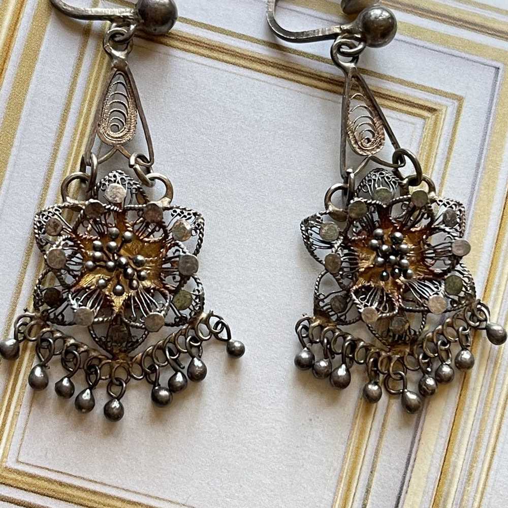 Vintage Vintage Victorian Boho Style Filigree Ear… - image 5