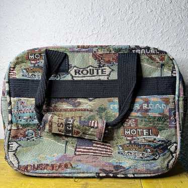 vintage route 66 tapestry travel overnight bag - image 1