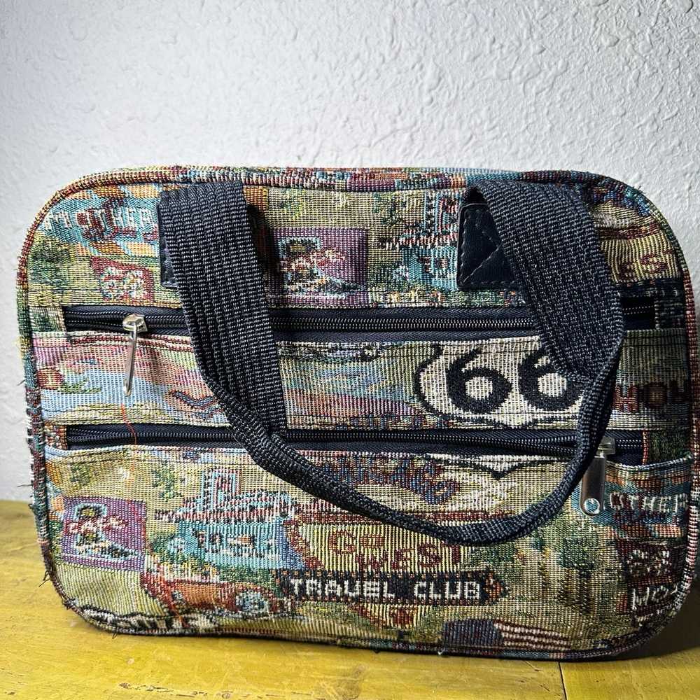 vintage route 66 tapestry travel overnight bag - image 2