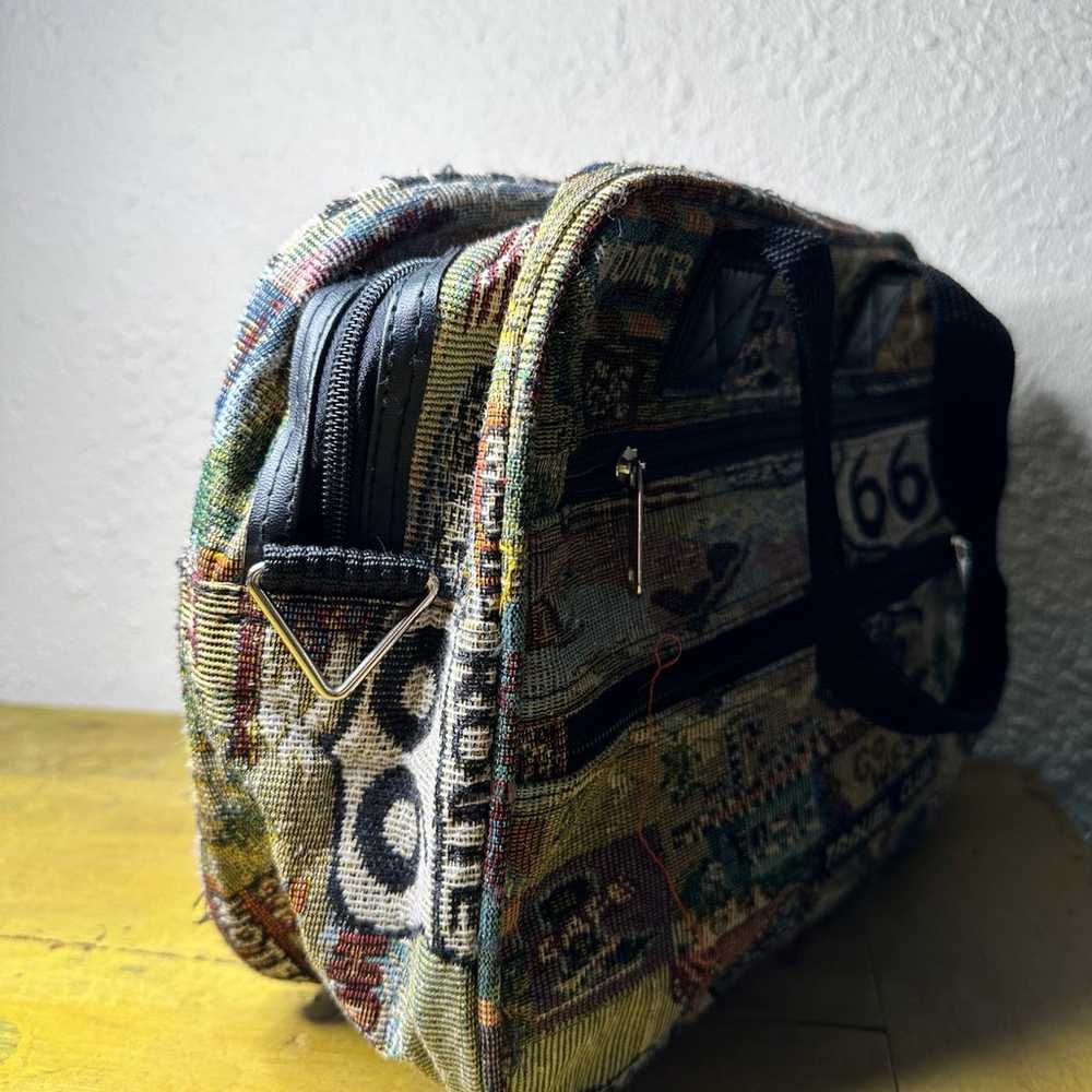 vintage route 66 tapestry travel overnight bag - image 3