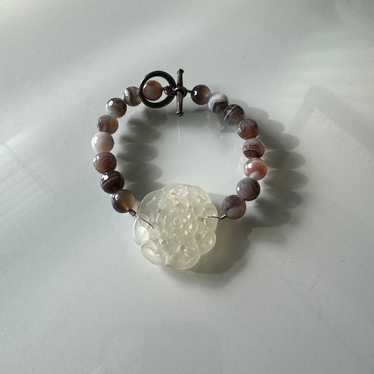 Vintage Agate Stone Pendant Bracelet - image 1