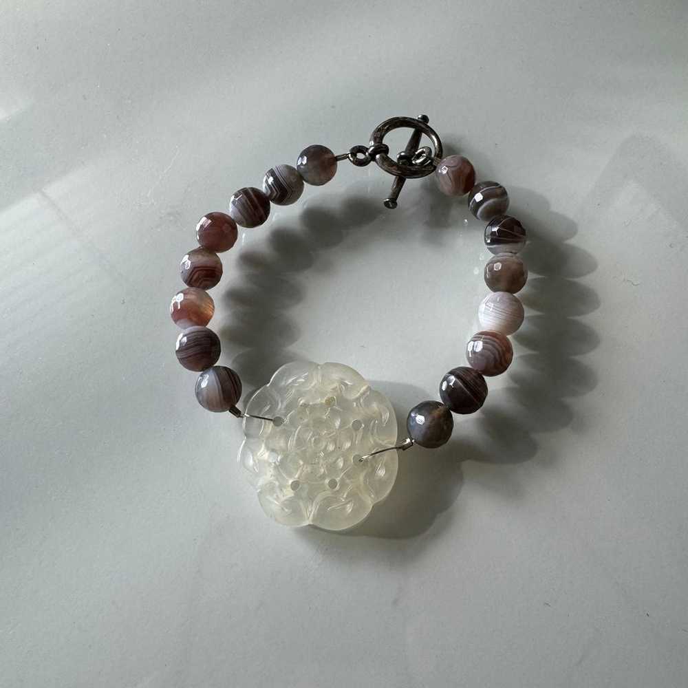 Vintage Agate Stone Pendant Bracelet - image 2