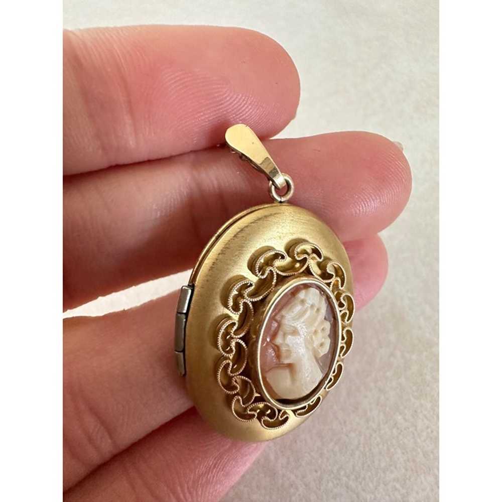 Krementz vintage gold plated genuine carved shell… - image 7