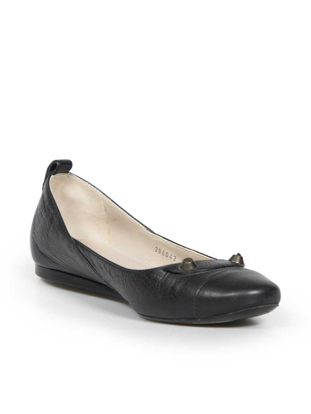 Balenciaga Black Leather Stud Detail Ballet Flats - image 2