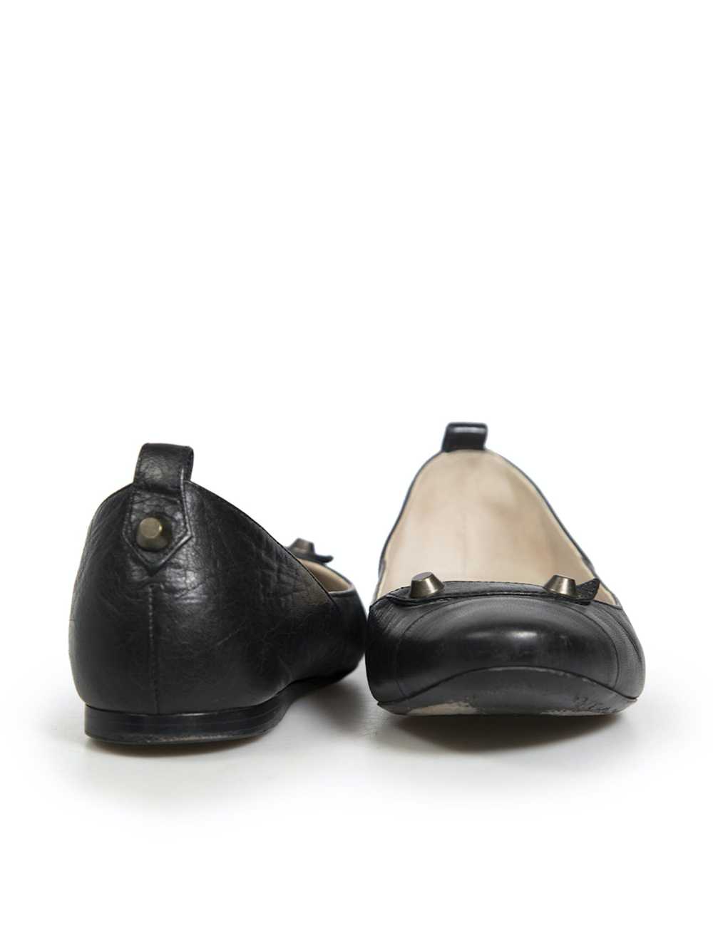 Balenciaga Black Leather Stud Detail Ballet Flats - image 3
